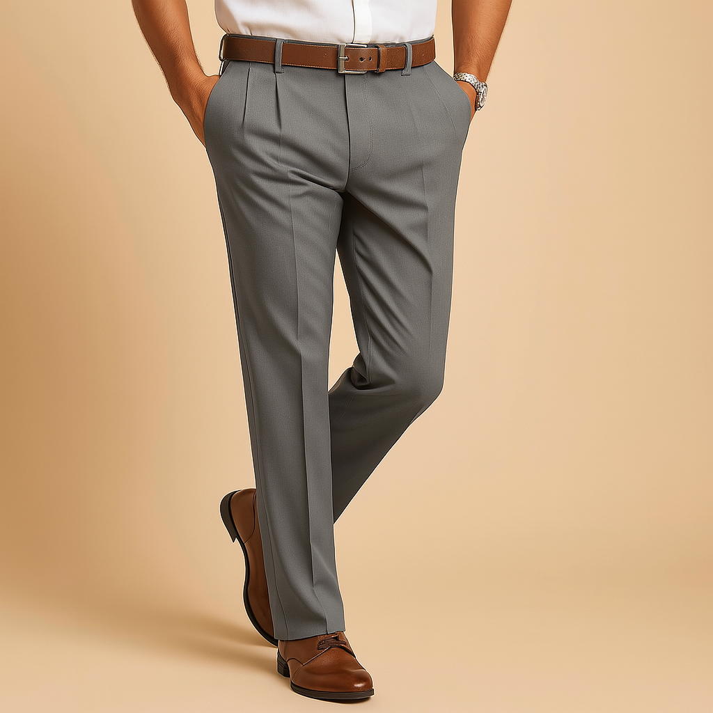Men’s casual chino pants with relaxed fit and neat finish, versatile design for smart casual, work, and leisure occasions.