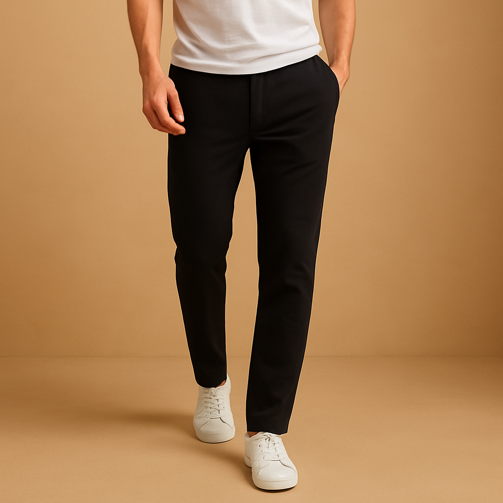 Men’s casual cotton pants with elastic waistband, breathable fabric, perfect for daily wear and home comfort.