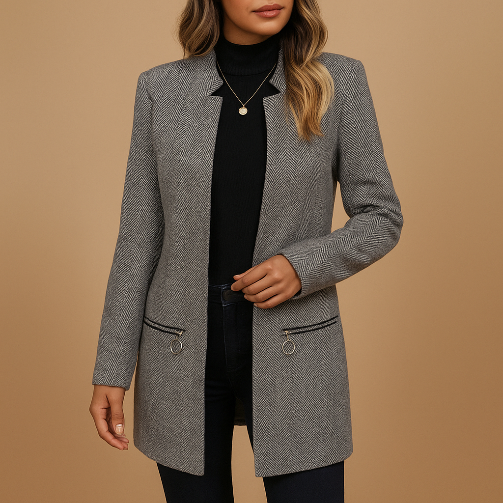 Women’s casual jacket with modern print and long sleeves, perfect for everyday wear and seasonal transitions.