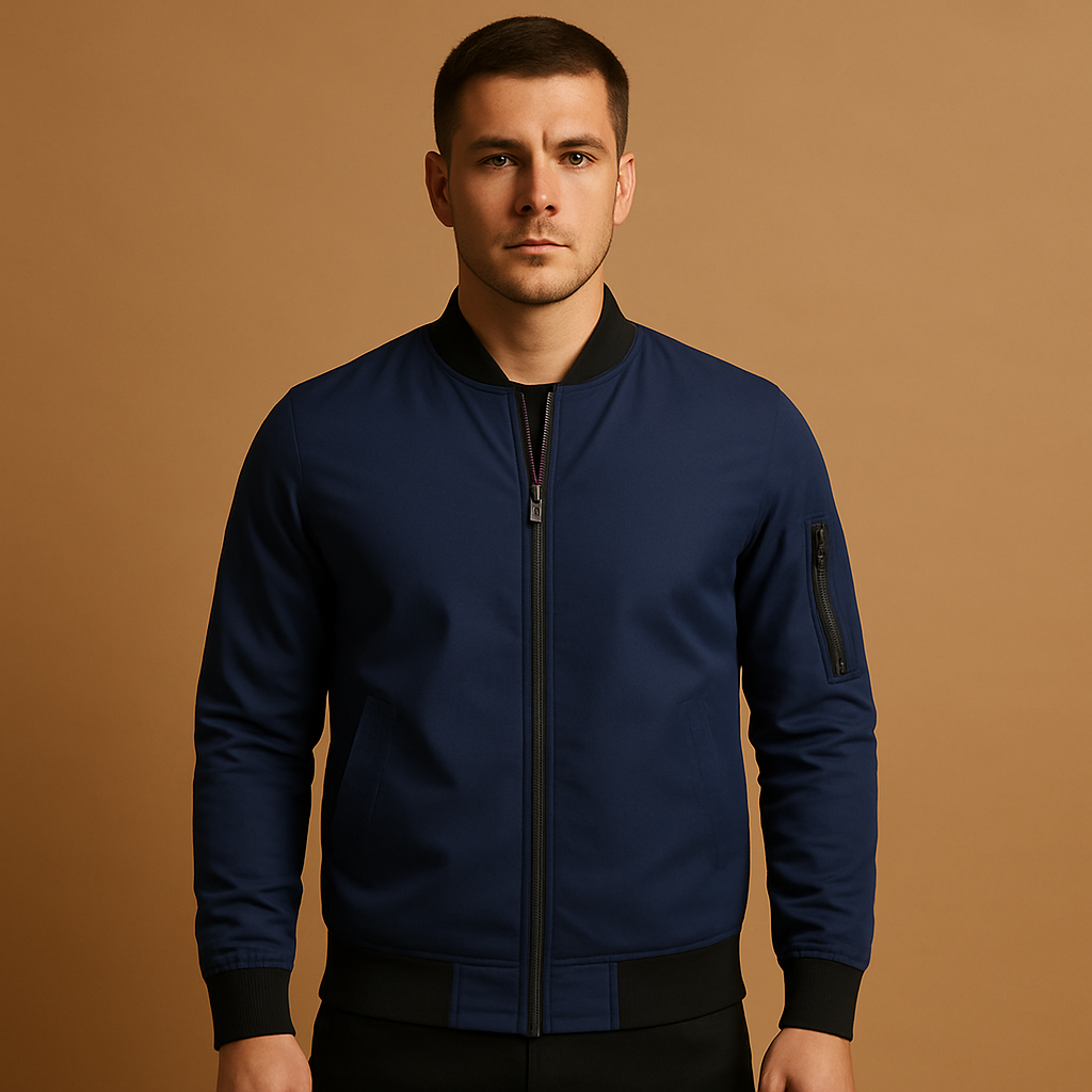 Men’s classic bomber jacket with zip, lightweight and comfortable design, ideal for casual outfits and all-season wear.