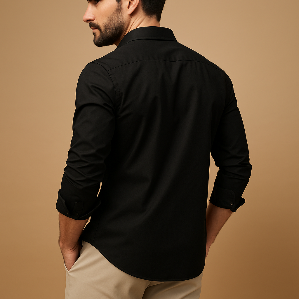 Men’s classic button down shirt Ethan with revere collar and chest pocket. A versatile shirt for work, casual days, and formal occasions.