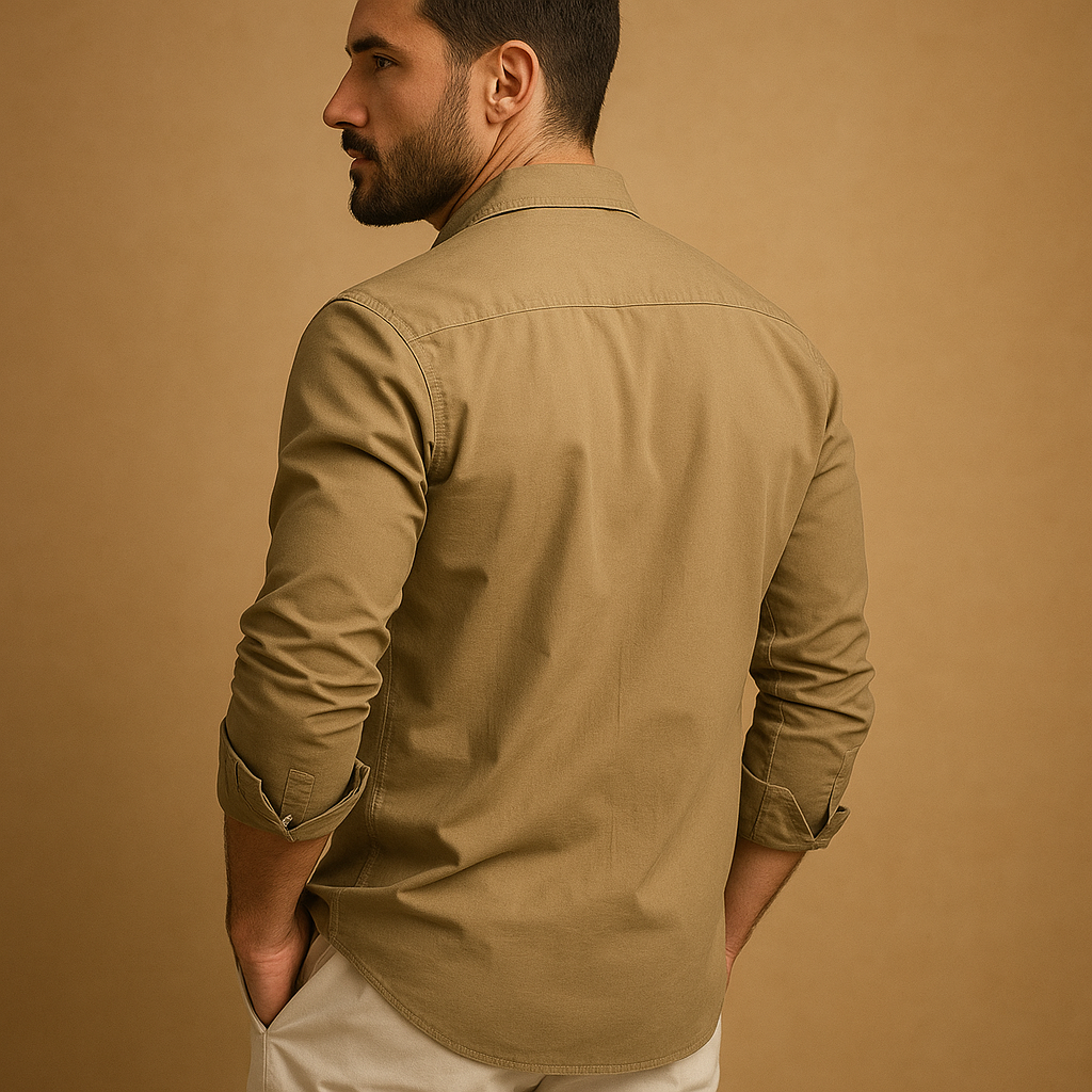 Men’s classic button down shirt Ethan with revere collar and chest pocket. A versatile shirt for work, casual days, and formal occasions.