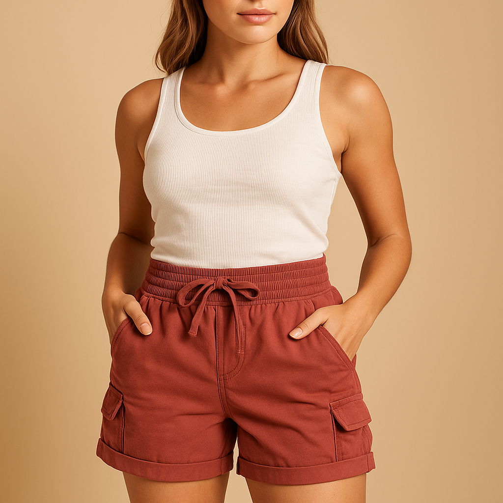 Classic cargo shorts for women with breathable fabric, relaxed fit, and functional pockets. Perfect for summer walks, active days, or casual wear.