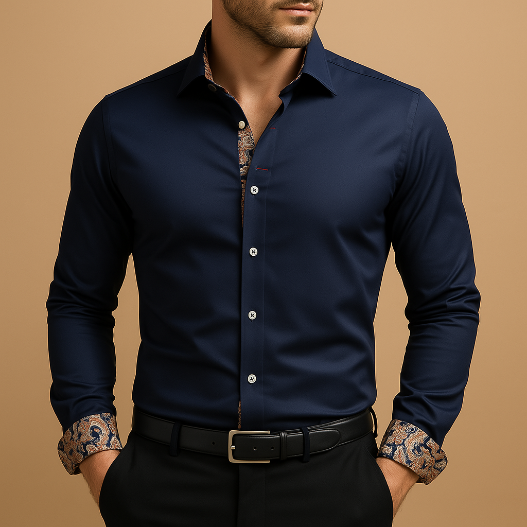 Men’s classic long sleeve shirt with modern fit, versatile design, and timeless style for formal, casual, or evening occasions.