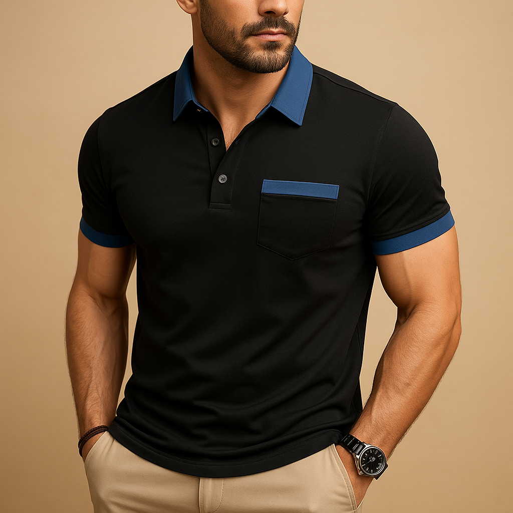 Men’s classic polo shirt with short sleeves, collar, and button closure. Available in multiple colors, perfect for casual and semi-formal outfits.