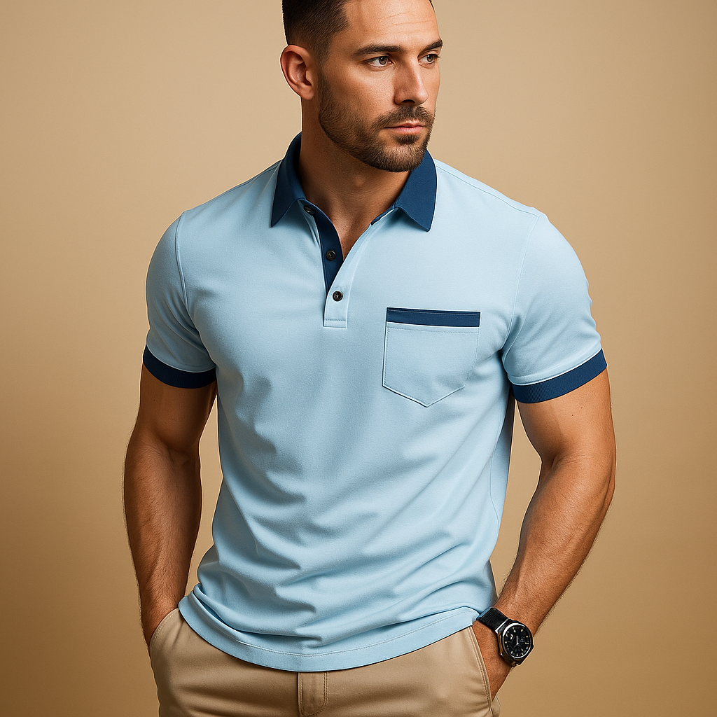 Men’s classic polo shirt with short sleeves, collar, and button closure. Available in multiple colors, perfect for casual and semi-formal outfits.