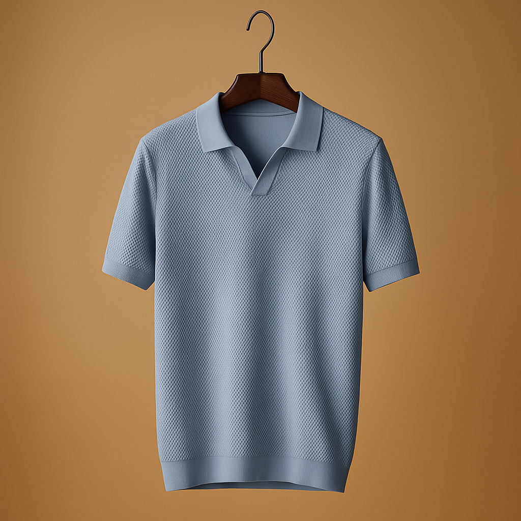 Men’s slim fit polo shirt Mason with classic collar and button closure, perfect for work, leisure, and semi-formal occasions.