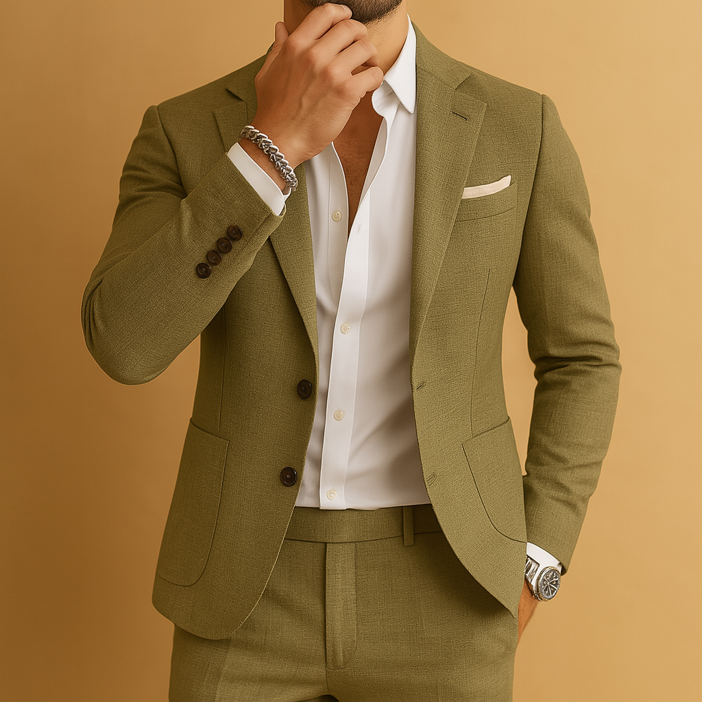 Men’s classic slim fit suit with breathable fabric. Elegant and versatile design, perfect for business, formal events, or stylish everyday outfits.
