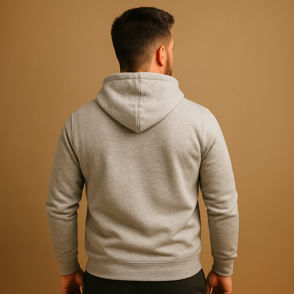 Men’s casual hoodie with drawstring hood and kangaroo pocket, ideal for daily wear, lounging, and all-season comfort.