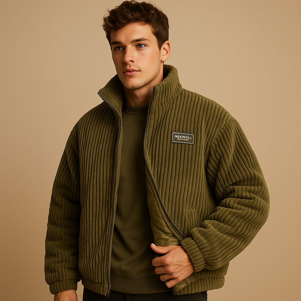 Men’s corduroy jacket with cotton lining, designed for warmth, durability, and casual style. Perfect for autumn and winter days.
