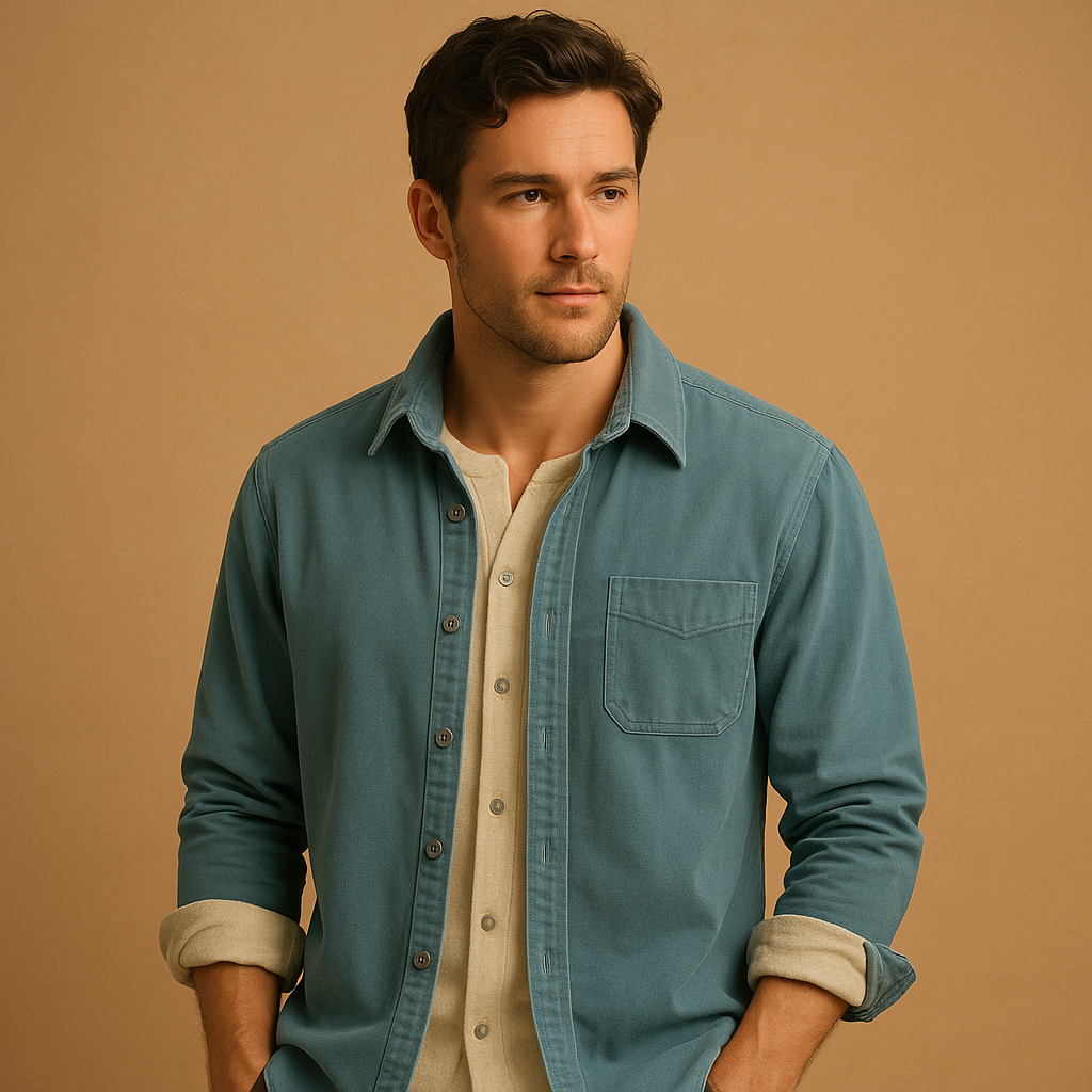 Men’s corduroy shirt in soft ribbed fabric with a comfortable fit, retro charm, and modern details, available in multiple colors.