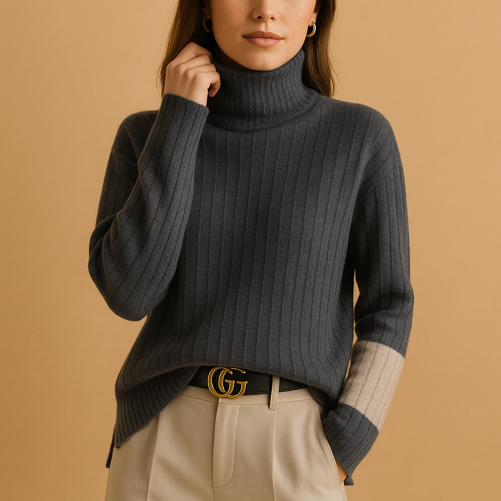 Women’s elegant high neck knit sweater with long sleeves, perfect for work, casual outfits, and seasonal layering.