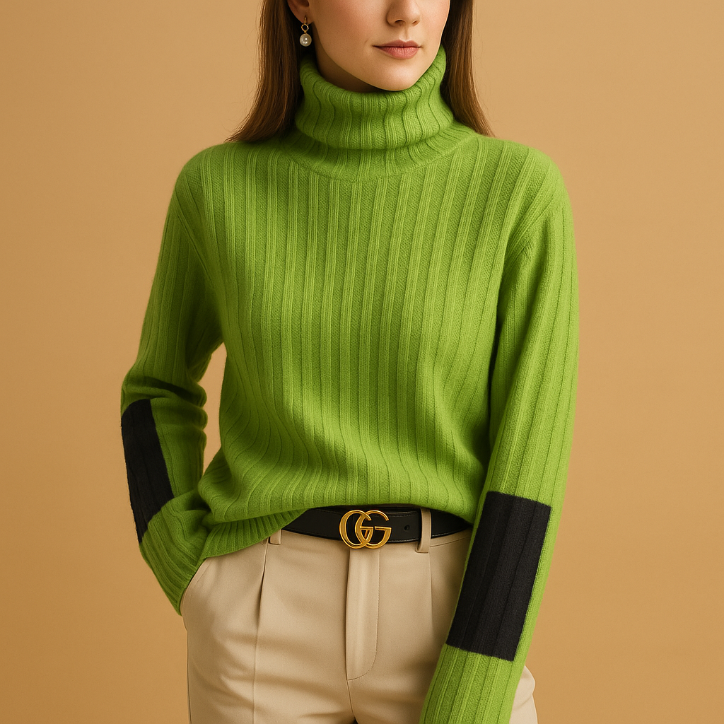Women’s elegant high neck knit sweater with long sleeves, perfect for work, casual outfits, and seasonal layering.