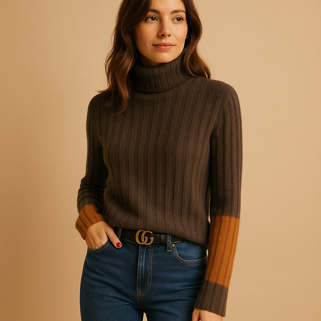 Women’s elegant high neck knit sweater with long sleeves, perfect for work, casual outfits, and seasonal layering.