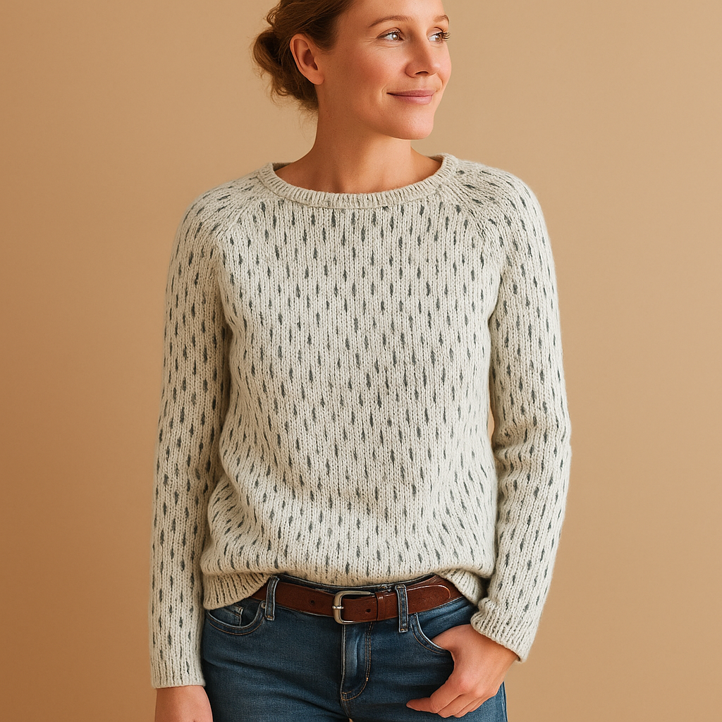 Women’s elegant knitted winter sweater in gray, perfect for layering over blouses or under coats for casual or formal looks.