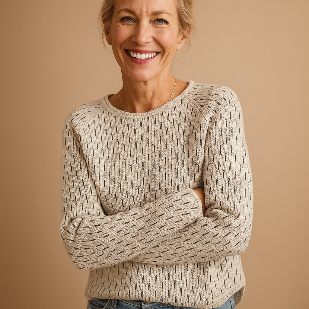 Women’s elegant knitted winter sweater in gray, perfect for layering over blouses or under coats for casual or formal looks.