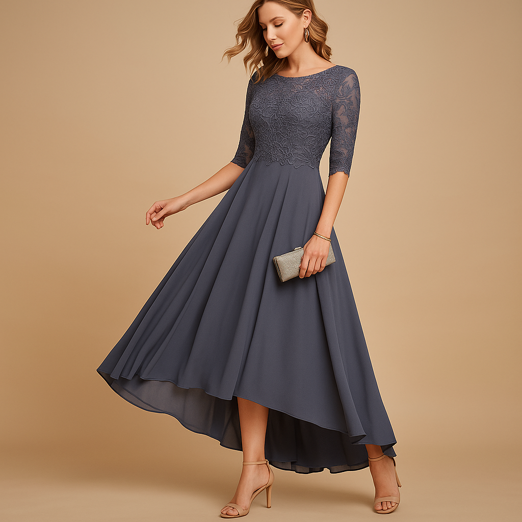 Women’s elegant lace party dress with flattering fit and refined lace details. Perfect choice for weddings, galas, and special occasions.