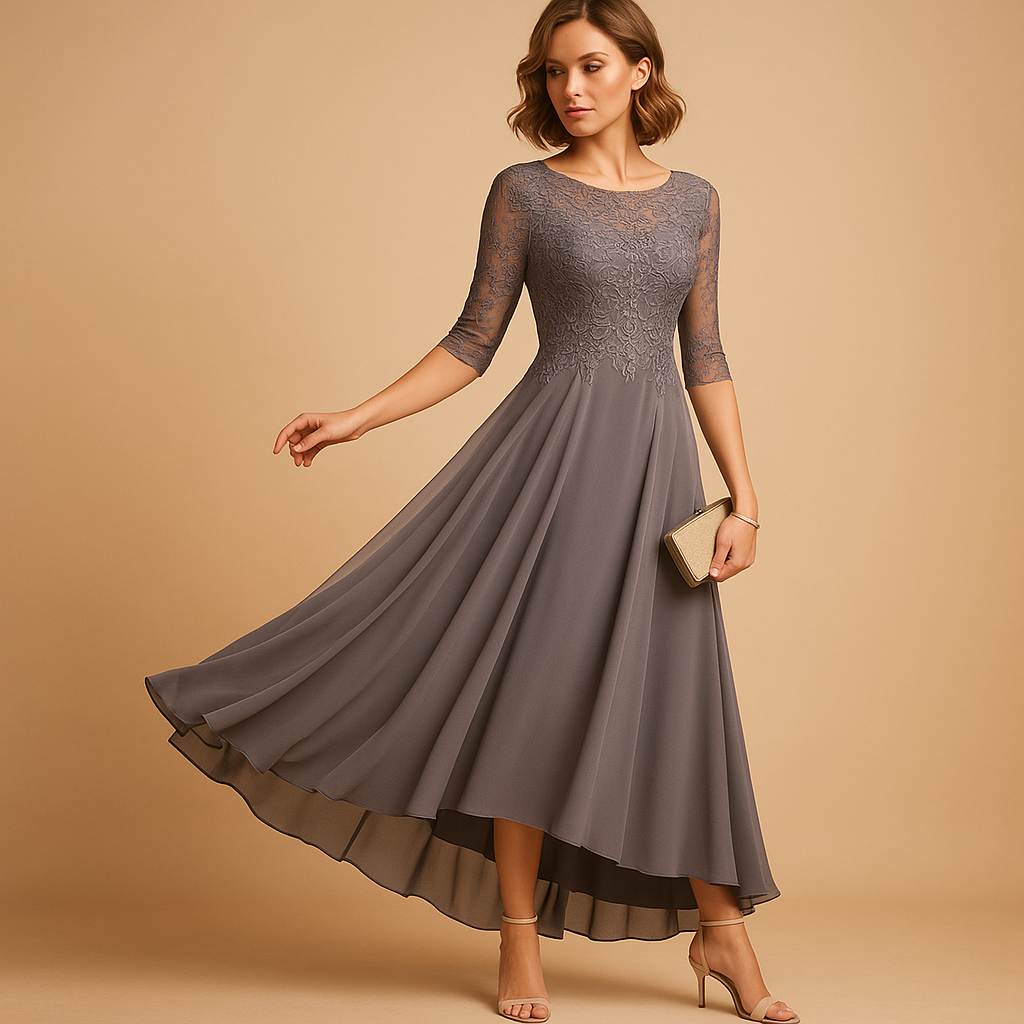 Women’s elegant lace party dress with flattering fit and refined lace details. Perfect choice for weddings, galas, and special occasions.