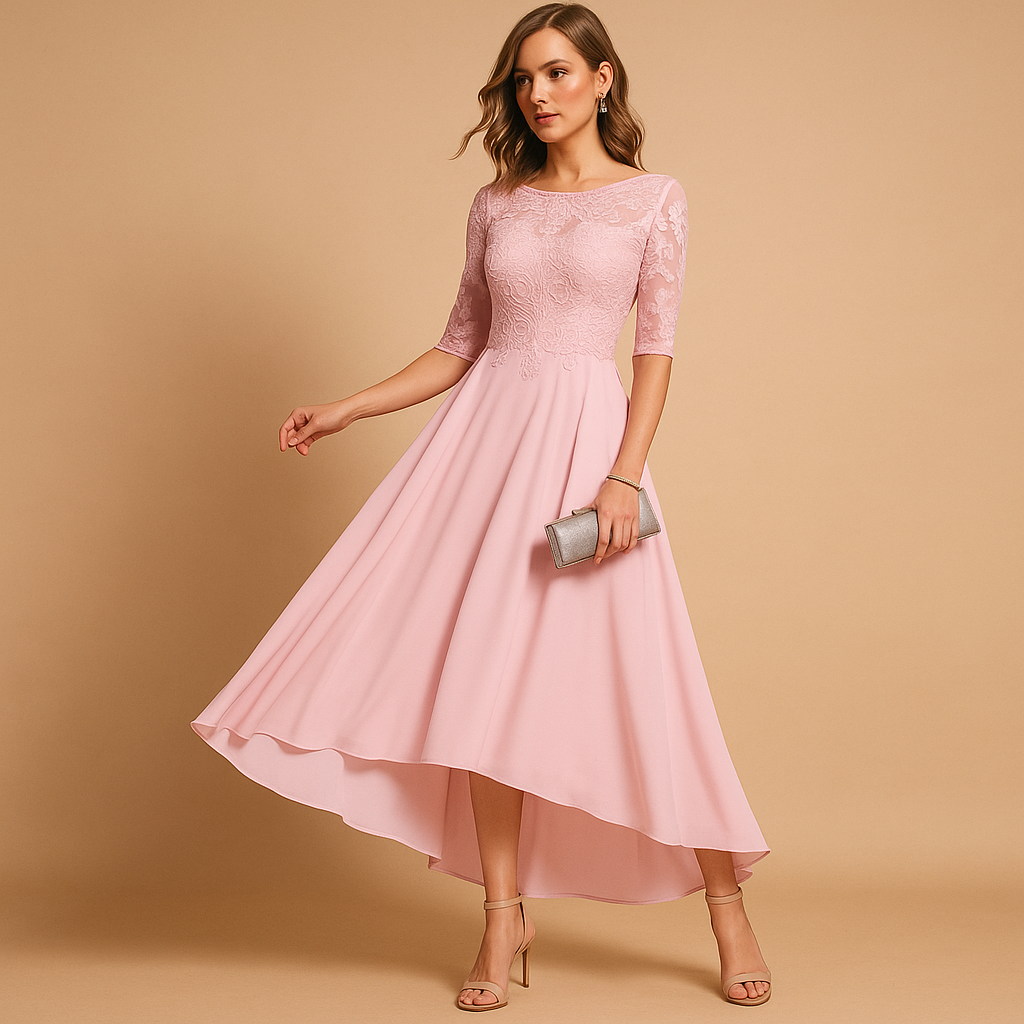 Women’s elegant lace party dress with flattering fit and refined lace details. Perfect choice for weddings, galas, and special occasions.