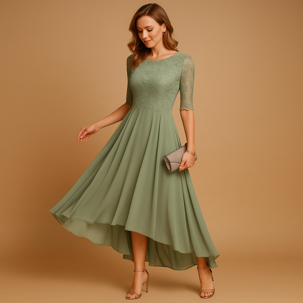 Women’s elegant lace party dress with flattering fit and refined lace details. Perfect choice for weddings, galas, and special occasions.