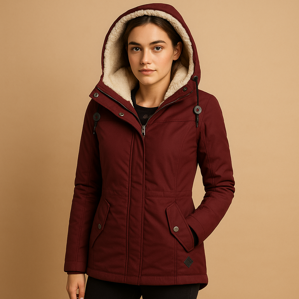 Women’s elegant long winter coat in black, beige, and gray with insulating lining and tailored silhouette for winter warmth and style.