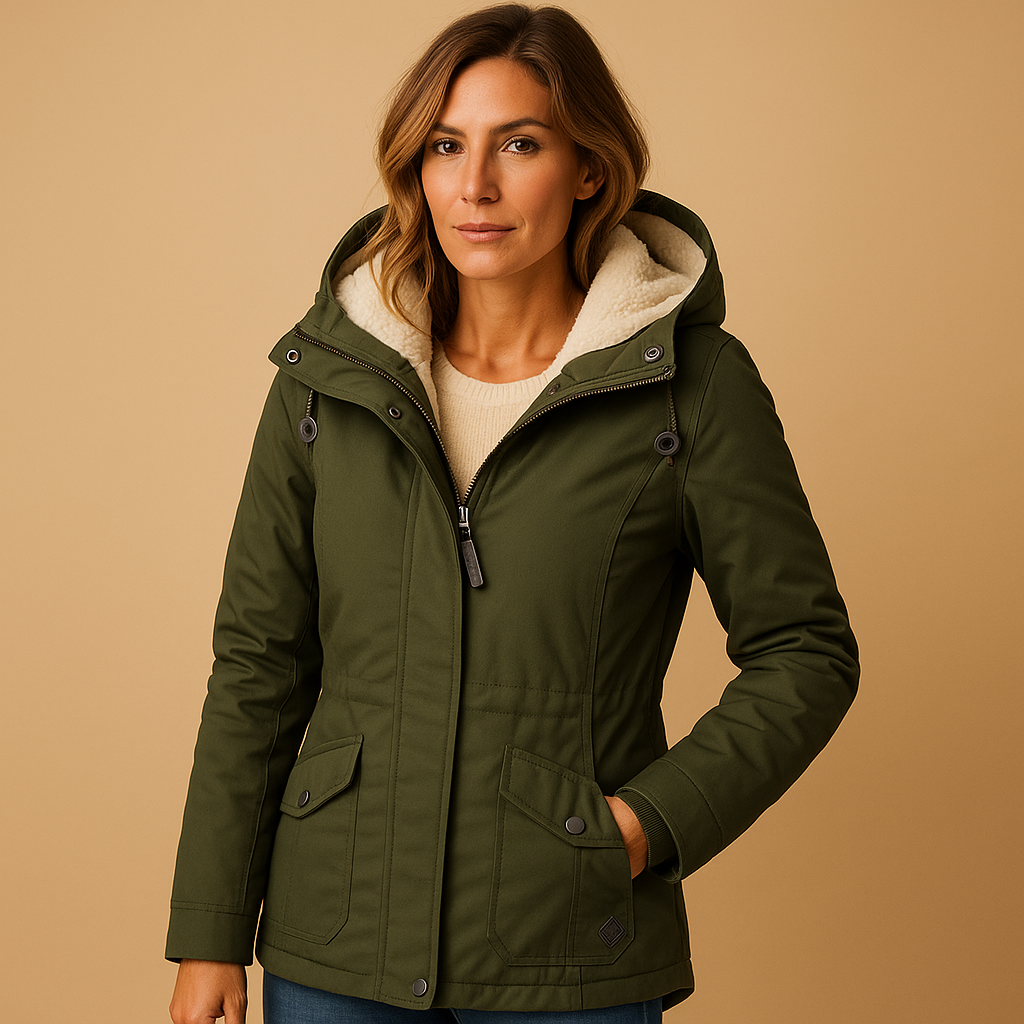 Women’s elegant long winter coat in black, beige, and gray with insulating lining and tailored silhouette for winter warmth and style.