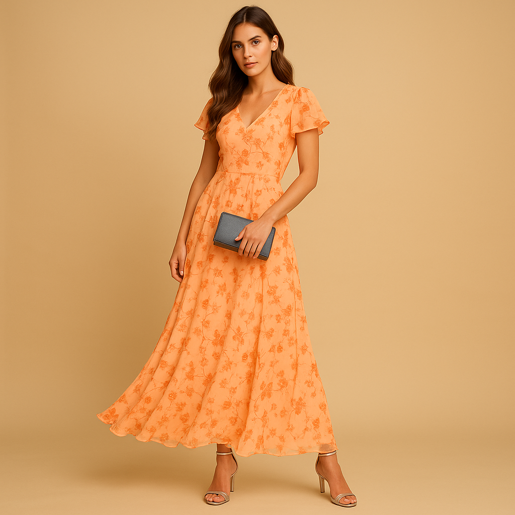Women’s elegant midi dress with flattering fit and classic cut, made from high-quality woven fabric. Perfect for work, evenings, and special occasions.