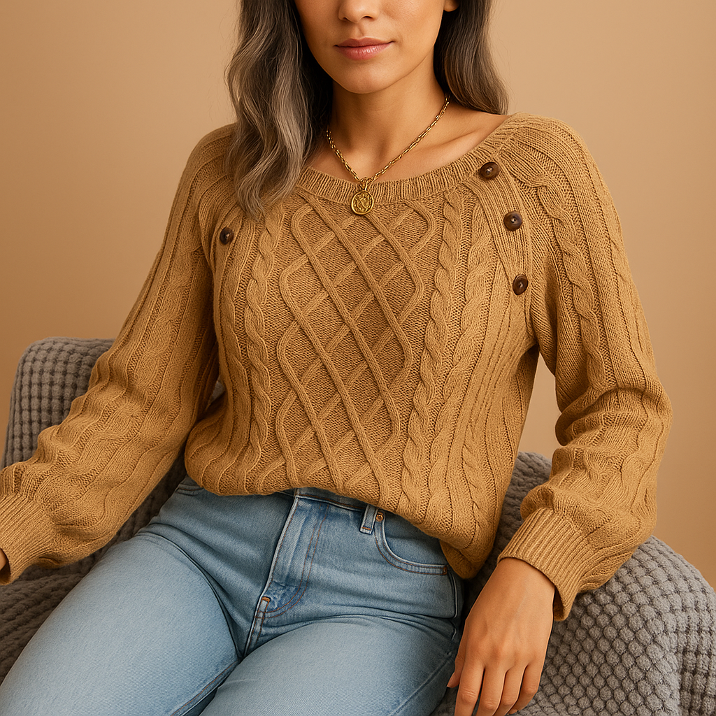 Women’s elegant ribbed knit sweater with long sleeves, perfect for layering or wearing solo during fall and winter.