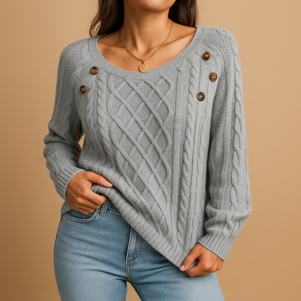 Women’s elegant ribbed knit sweater with long sleeves, perfect for layering or wearing solo during fall and winter.