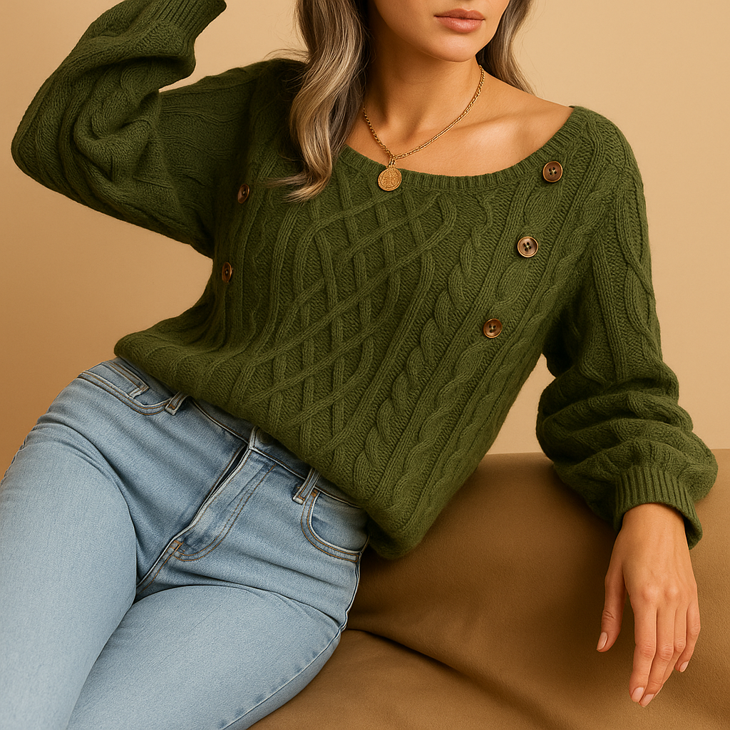 Women’s elegant ribbed knit sweater with long sleeves, perfect for layering or wearing solo during fall and winter.