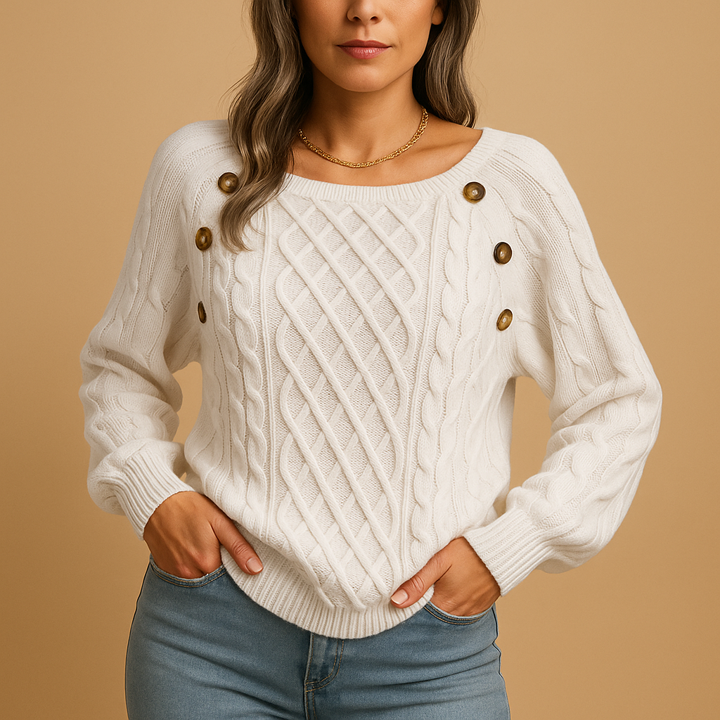 Women’s elegant ribbed knit sweater with long sleeves, perfect for layering or wearing solo during fall and winter.