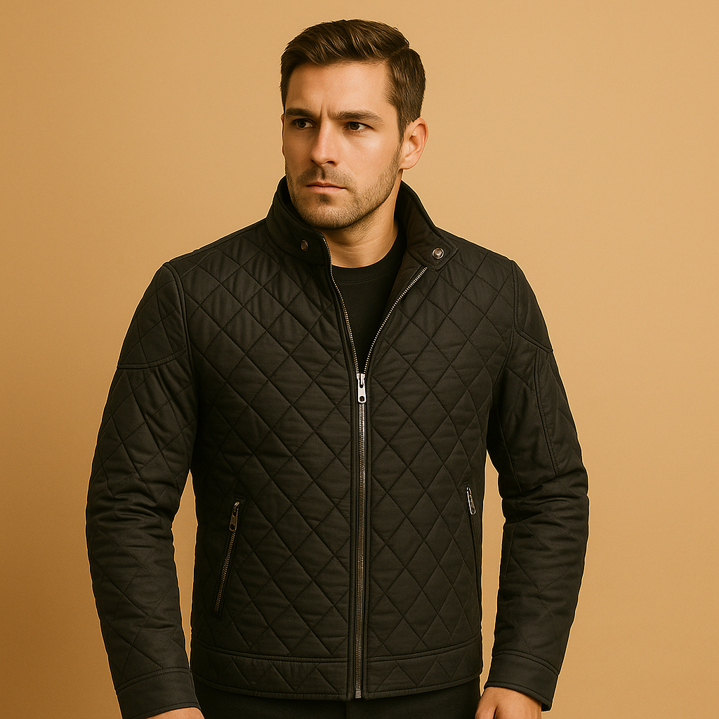 Men’s elegant winter coat with high-quality insulation, available in blue, black, and green. Timeless design for casual and formal wear.