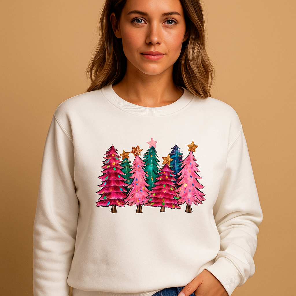 Festive Christmas sweater for women with relaxed fit and playful holiday pattern in black red, pink, and classic tones, perfect for parties and winter days.