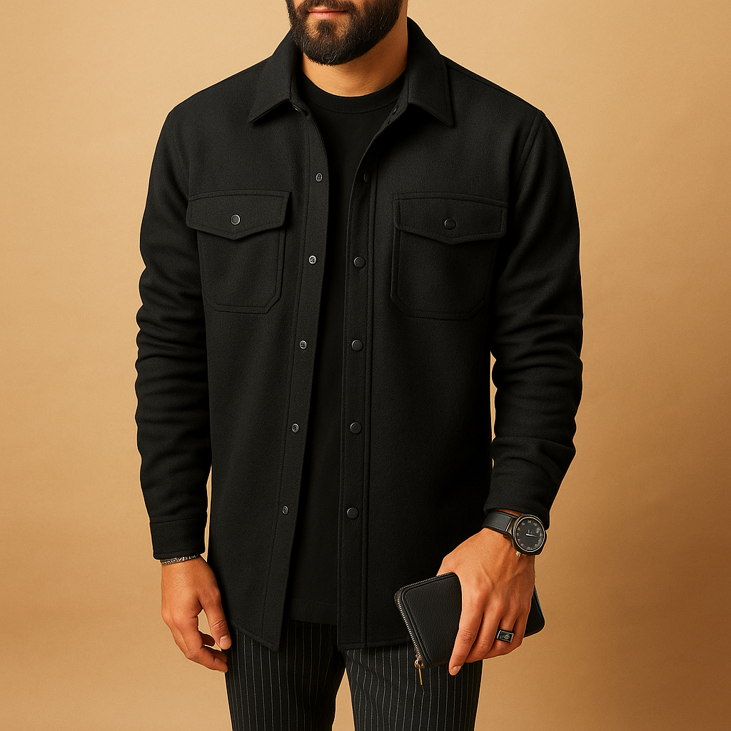 Men’s warm flannel long sleeve shirt with button closure, available in multiple colors, perfect for autumn and winter outfits.