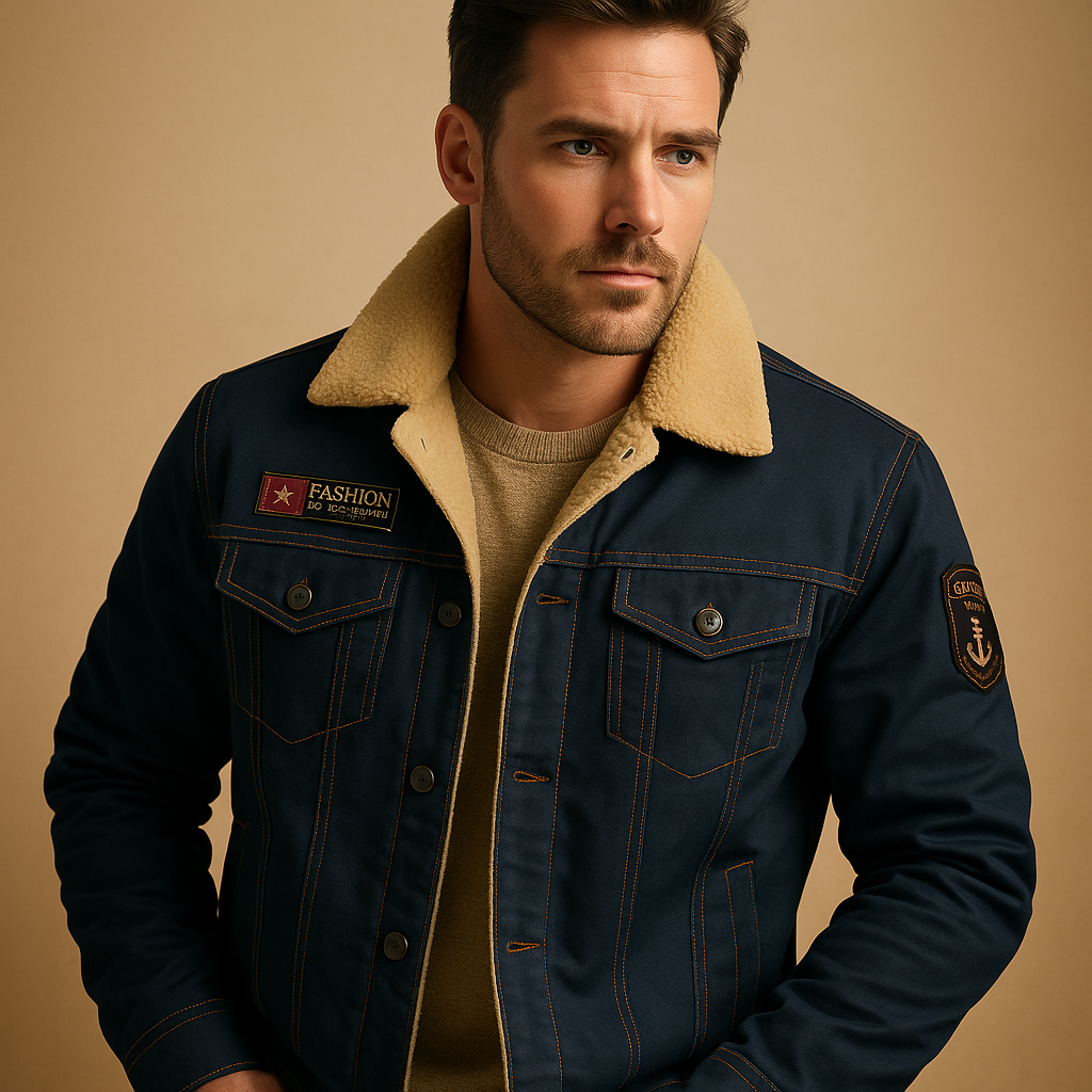 Men’s fleece motorcycle jacket with reinforced protection and sporty design, breathable and warm, ideal for cold-weather rides.