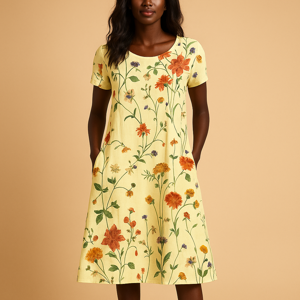 Floral casual dress for women named Isla, featuring a flattering fit, soft fabric, and elegant floral print perfect for daily wear or special occasions.