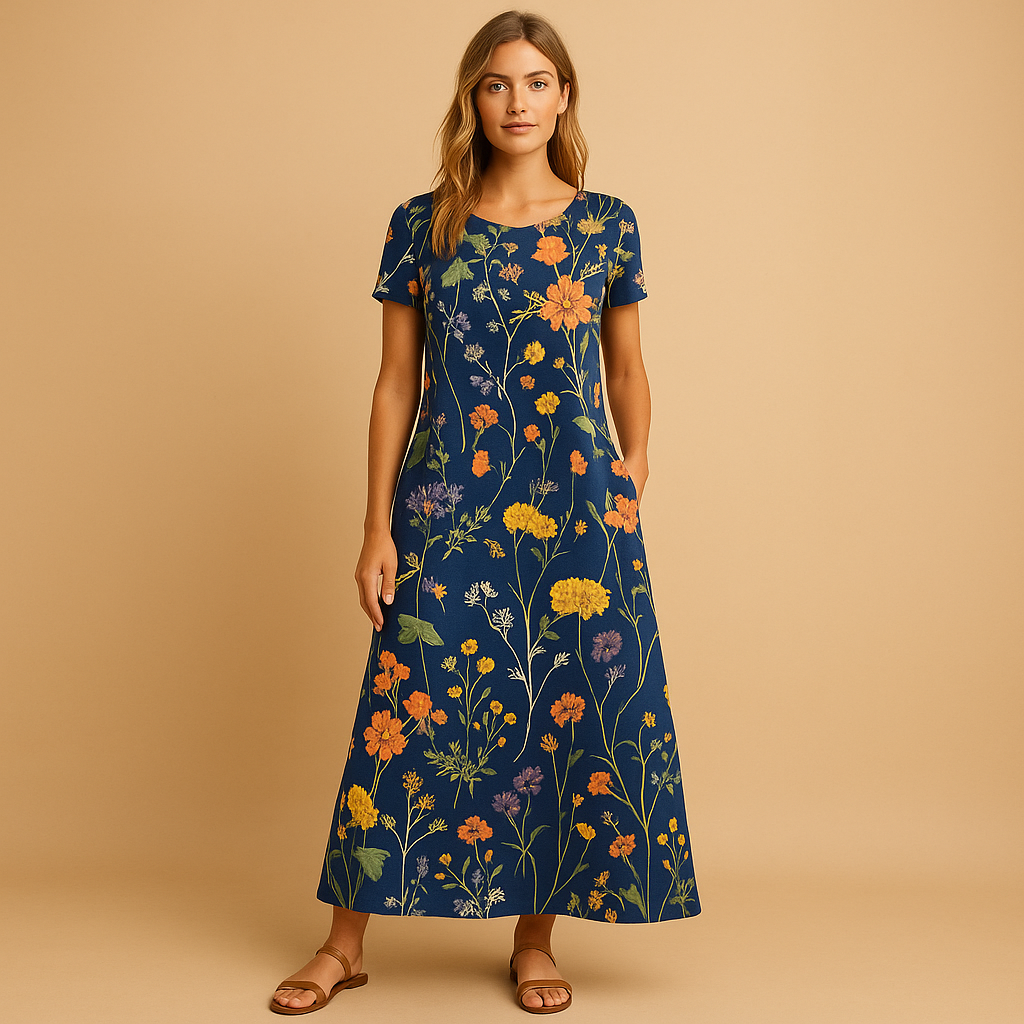 Floral casual dress for women named Isla, featuring a flattering fit, soft fabric, and elegant floral print perfect for daily wear or special occasions.