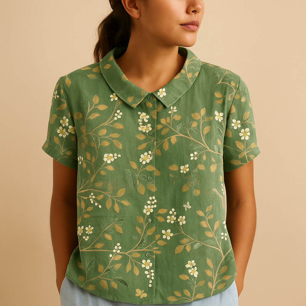 Lightweight floral print blouse for women with loose fit and breathable fabric, ideal for casual days or warm weather.