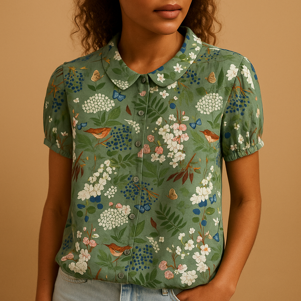 Lightweight floral print blouse for women with loose fit and breathable fabric, ideal for casual days or warm weather.