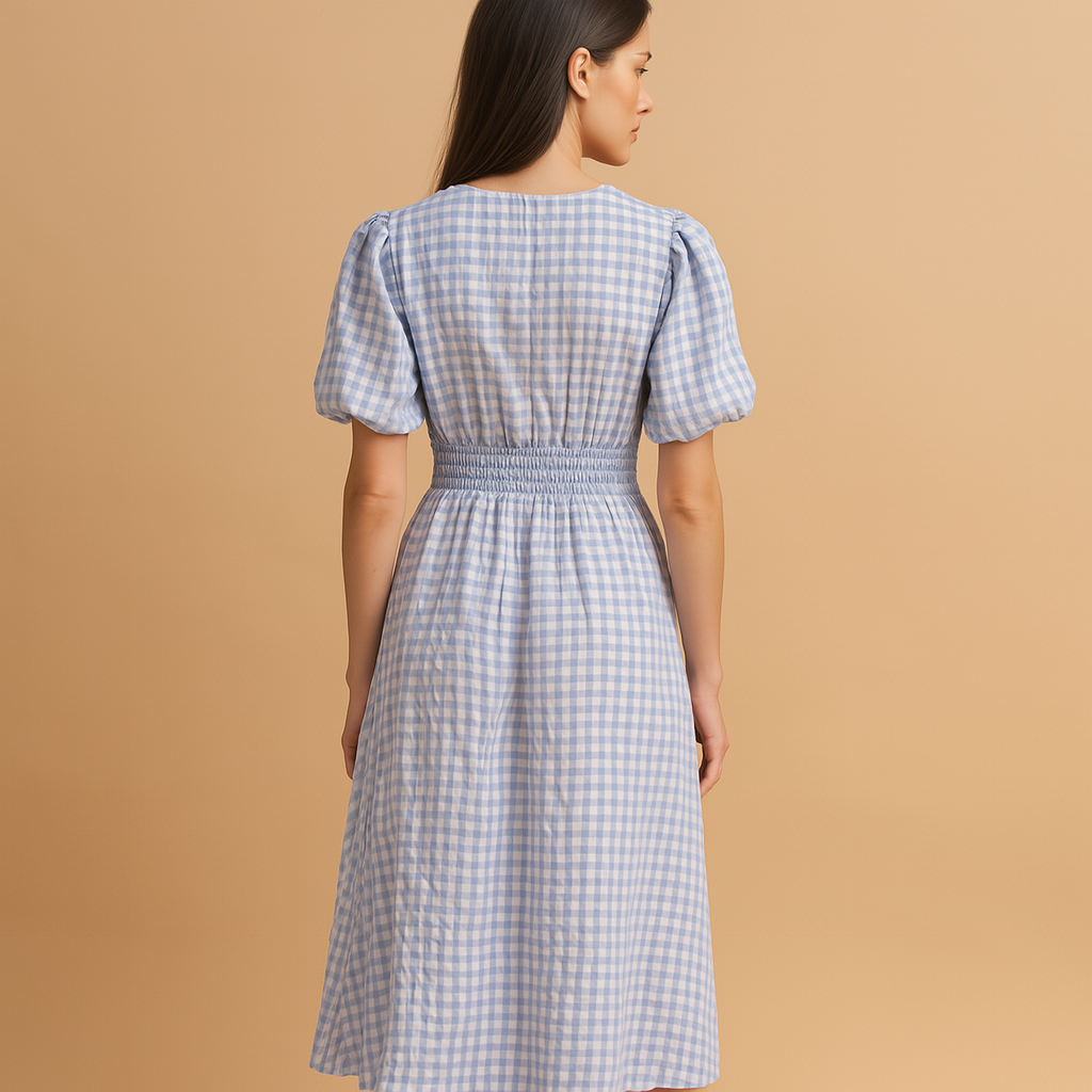 Women’s flowy maxi dress with button front and long sleeves, made from lightweight breathable fabric, perfect for work, events, or casual wear.
