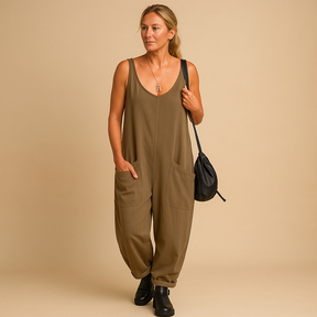 Women’s flowy summer jumpsuit with loose fit and lightweight fabric, available in multiple vibrant colors, perfect for casual and warm weather wear.