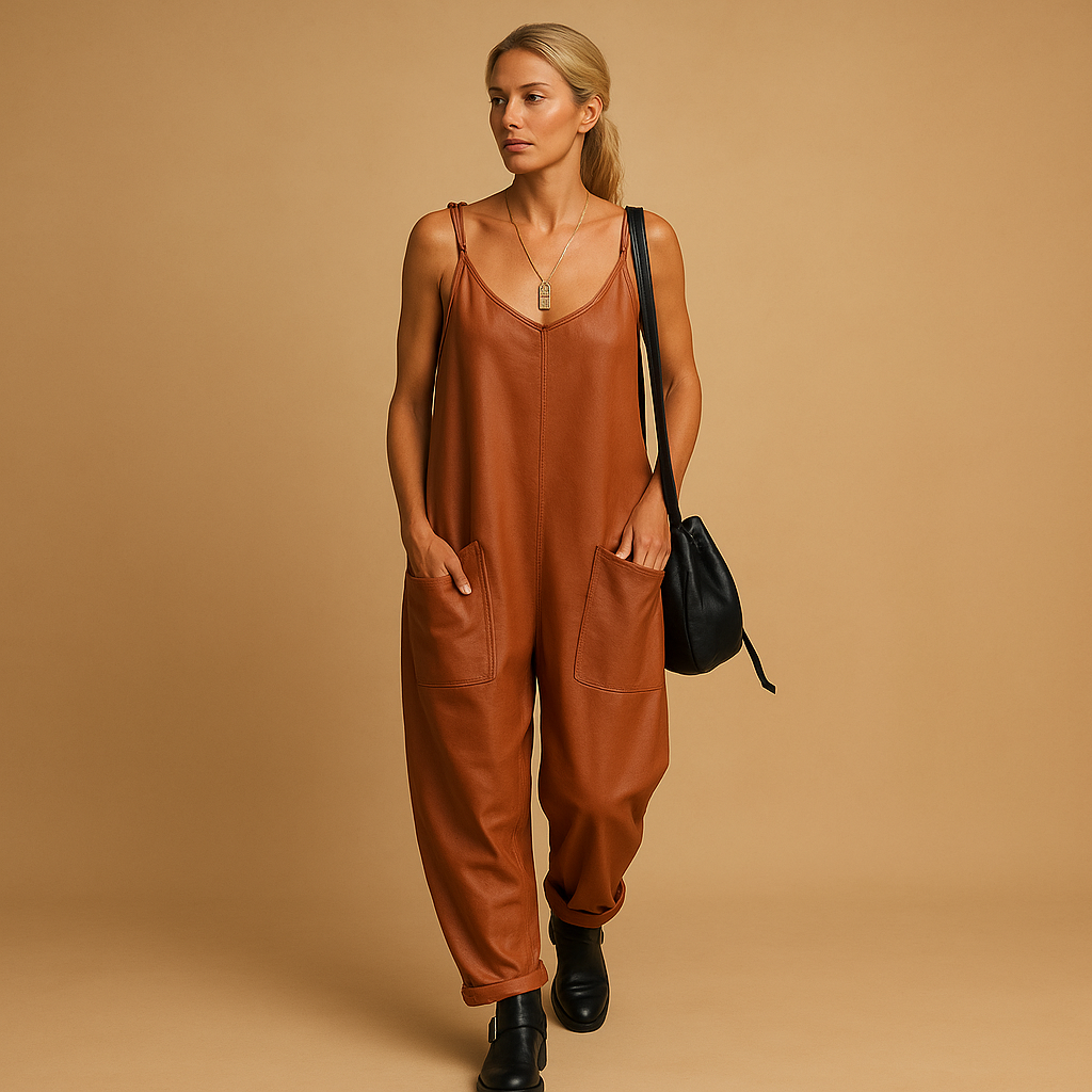 Women’s flowy summer jumpsuit with loose fit and lightweight fabric, available in multiple vibrant colors, perfect for casual and warm weather wear.