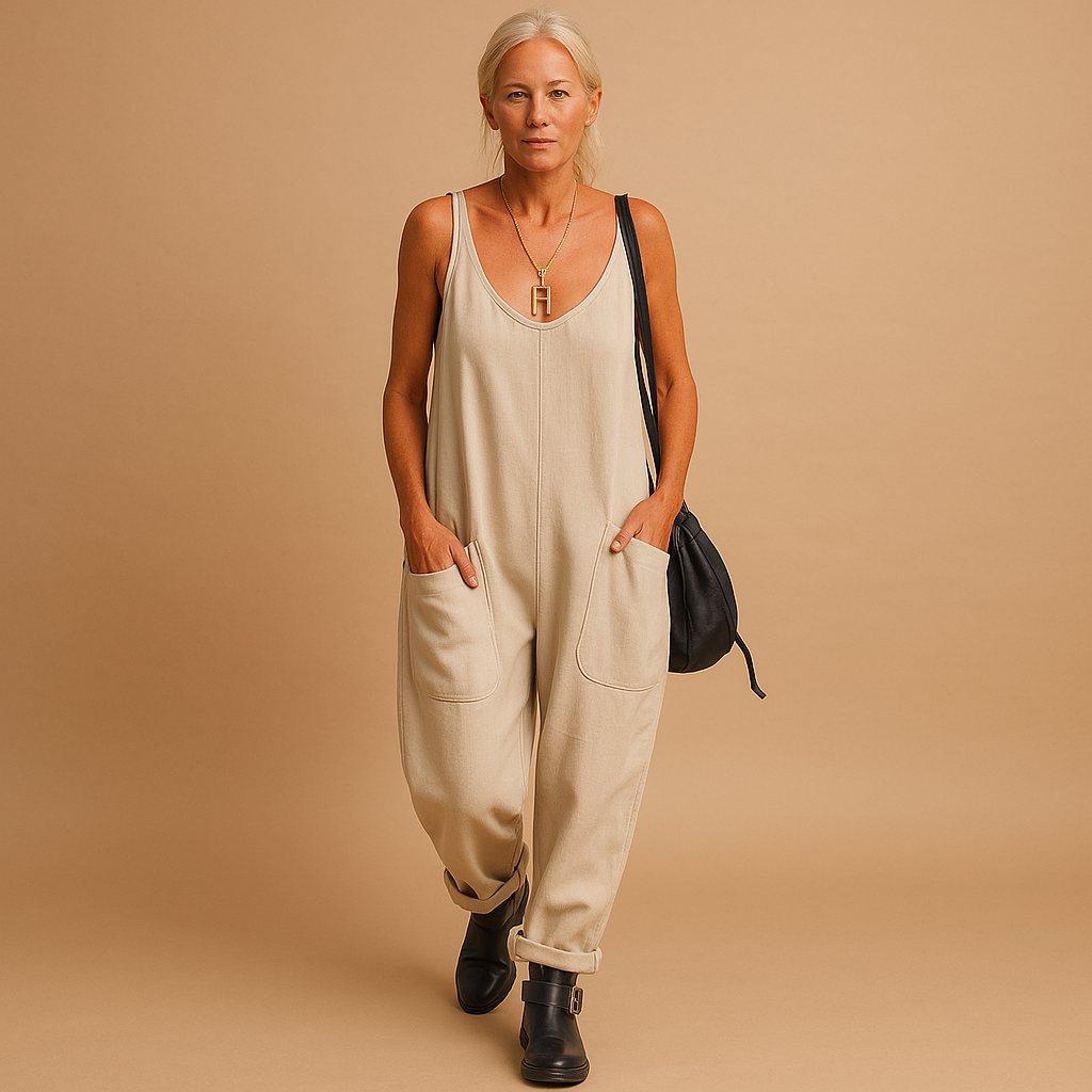 Women’s flowy summer jumpsuit with loose fit and lightweight fabric, available in multiple vibrant colors, perfect for casual and warm weather wear.