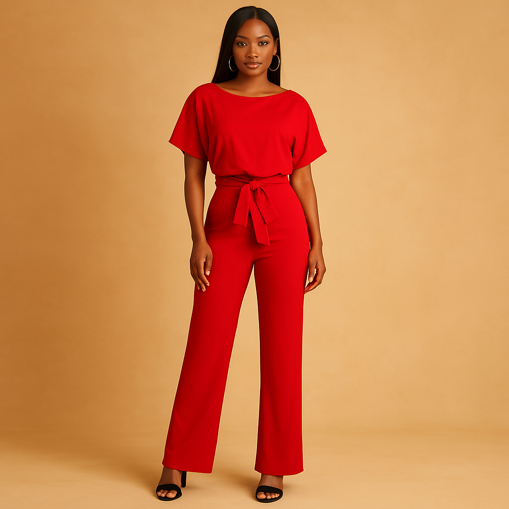Women’s glitter halter jumpsuit with open back and flared legs, perfect for parties, galas, and festive evening occasions.