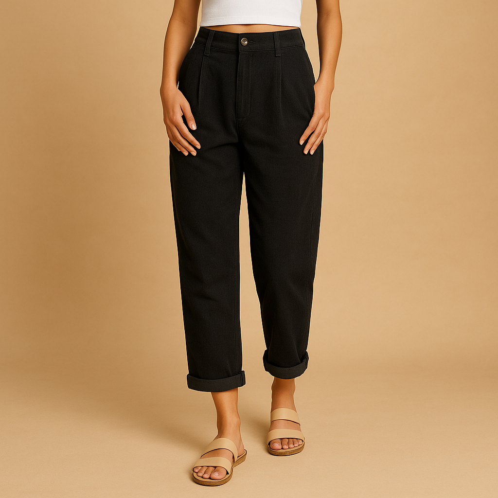 Women’s high waist corduroy pants with straight legs and relaxed fit, perfect for autumn casual and elegant outfits.