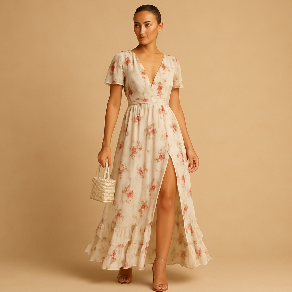 Lace floral midi dress for women named Serena, featuring elegant lace details and a flattering fit perfect for weddings, cocktail parties, and formal occasions.