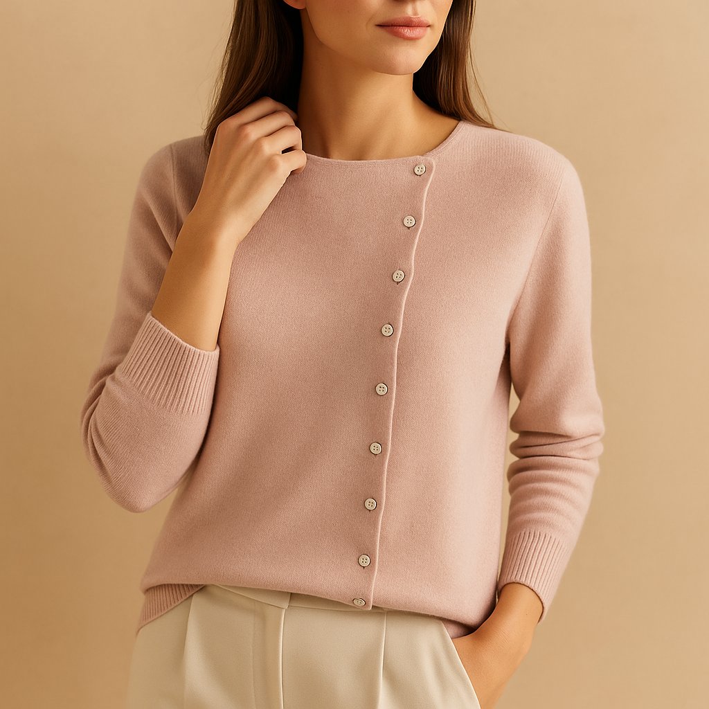 Women’s light round neck sweater with long sleeves, perfect for casual or polished outfits year-round.