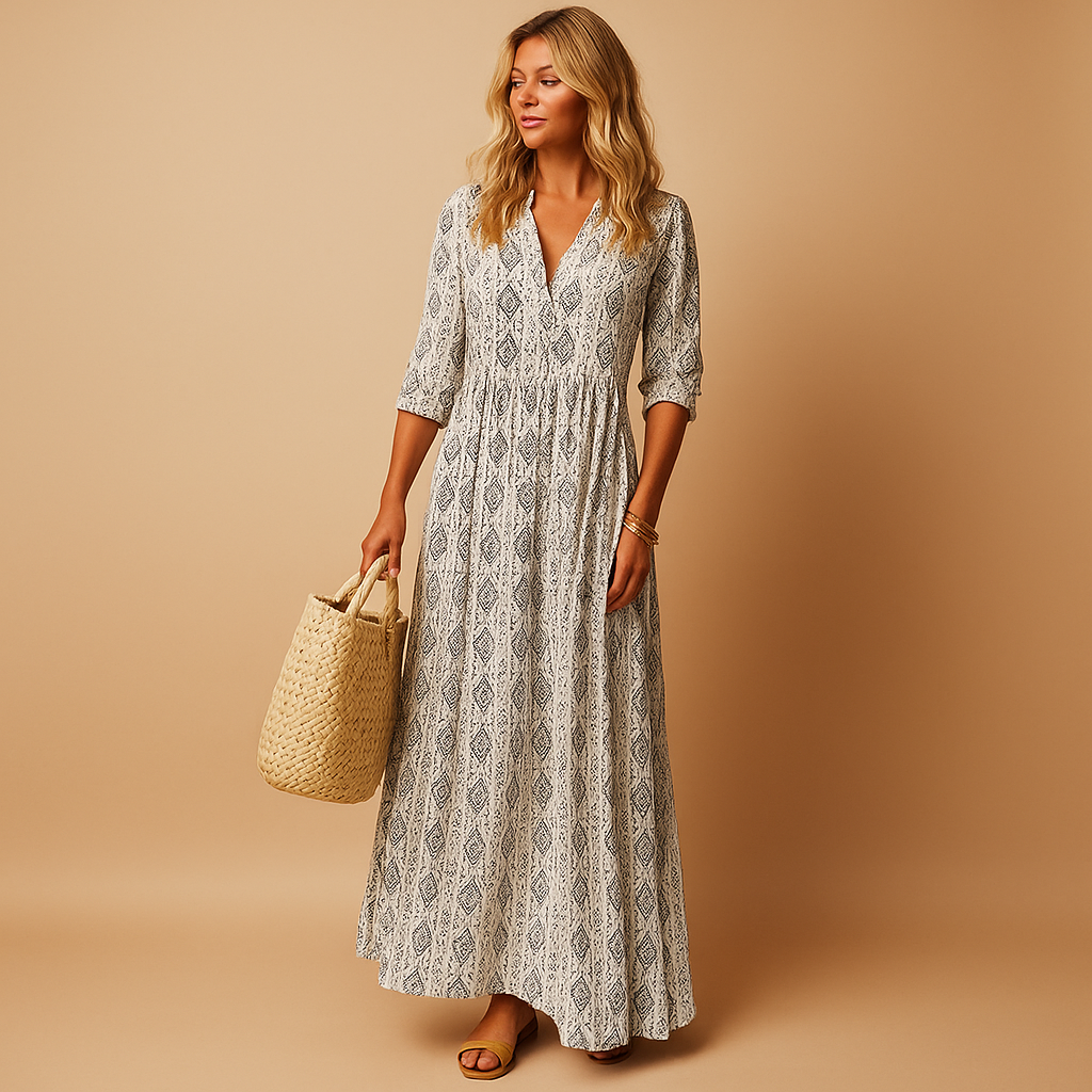 Women’s light summer knee-length dress with breathable fabric and elegant fit, perfect for spring, summer, and casual chic occasions.