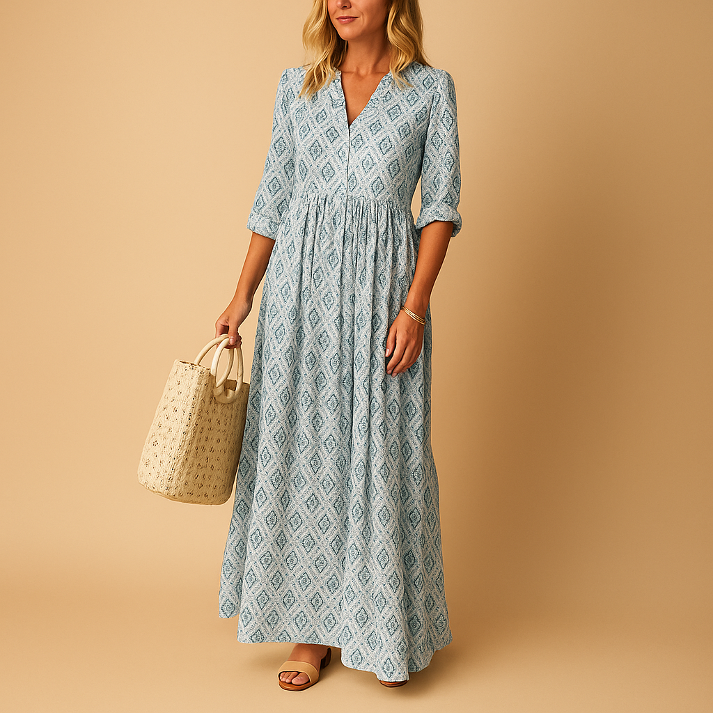 Women’s light summer knee-length dress with breathable fabric and elegant fit, perfect for spring, summer, and casual chic occasions.