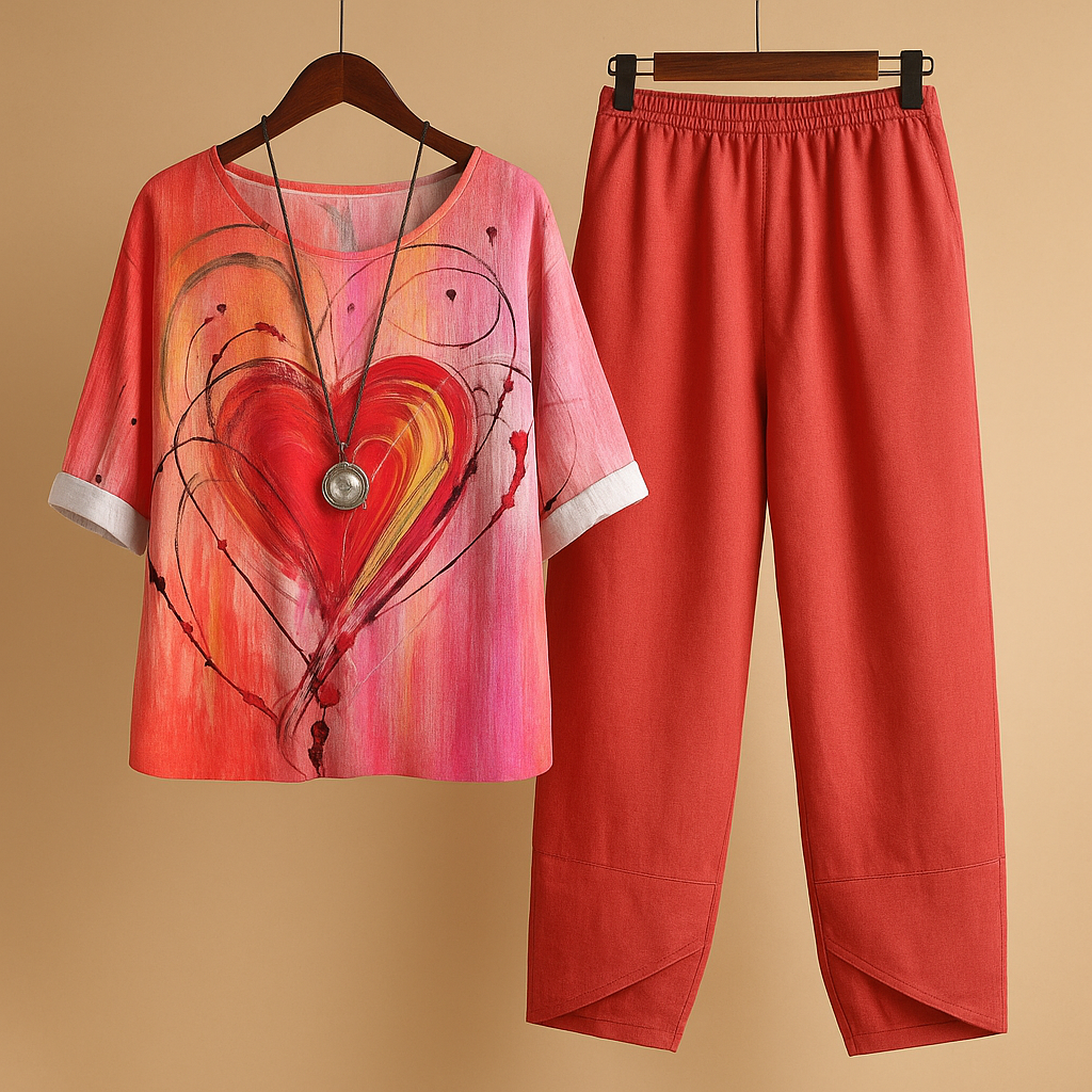 Light two-piece casual set for women with loose fit and timeless design, ideal for warm spring and summer days.